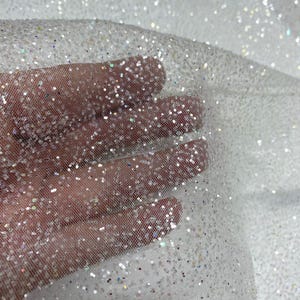 Intense Spraying Multicolor Glitter Ivory Tulle, For Wedding Dress,Bridesmaid,Evening Dress Tulle Fabric.