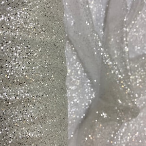 Glitter Ivory Lycra Tulle Fabric,Sparkle Bridal Wedding Party Dress,Bridesmaid,Evening Dress Tulle,Prom Gown.