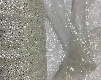 Glitter Ivory Flexible Tulle Fabric,Sparkle Bridal Wedding Party Dress,Bridesmaid,Evening Dress Tulle,Prom Gown.