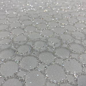 Glitter Circle Pattern Tulle Fabric: Off White, 55&quot; Wide
