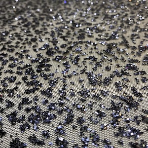 Intense Glitter Black Lycra Tulle,Shiny Black Tulle Fabric for Prom,Graduation,Evening Dress,Party Dress and more. By the yard.
