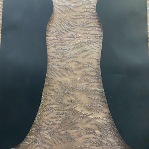 Tecido de tule com lantejoulas Bronze Wave: 57'' de largura