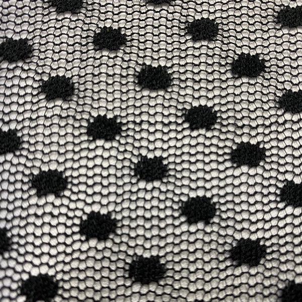 Black Bridal Tulle Fabric,Polka Dot Embroidery Mesh Tulle Fabric,Dress,Skirt,Blouse,Bridal Veil,Evening Dress,Graduation Dress etc.