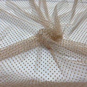 Polka Dot Salmon Pink Tulle Fabric | Flocked Dots Soft Tulle by the Yard for Dresses, Skirts, Evening Wear, Girls’ Tutus & Decorations