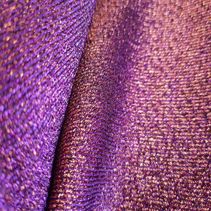 Lurex Purple and Copper Elastic Fabric: Shiny Magic Woven Material
