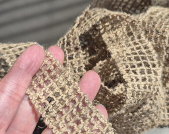Ruban à mailles en jute naturel - Garniture en toile de jute rustique, 4,13 yards