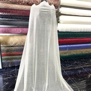 Intense Glitter Off White Tulle Fabric - Ideal for Wedding & Bridesmaid Dresses in Off-White