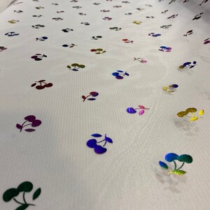 Rainbow Cherry Holographic Tulle: Off-White Elastic Fabric, Party Decor