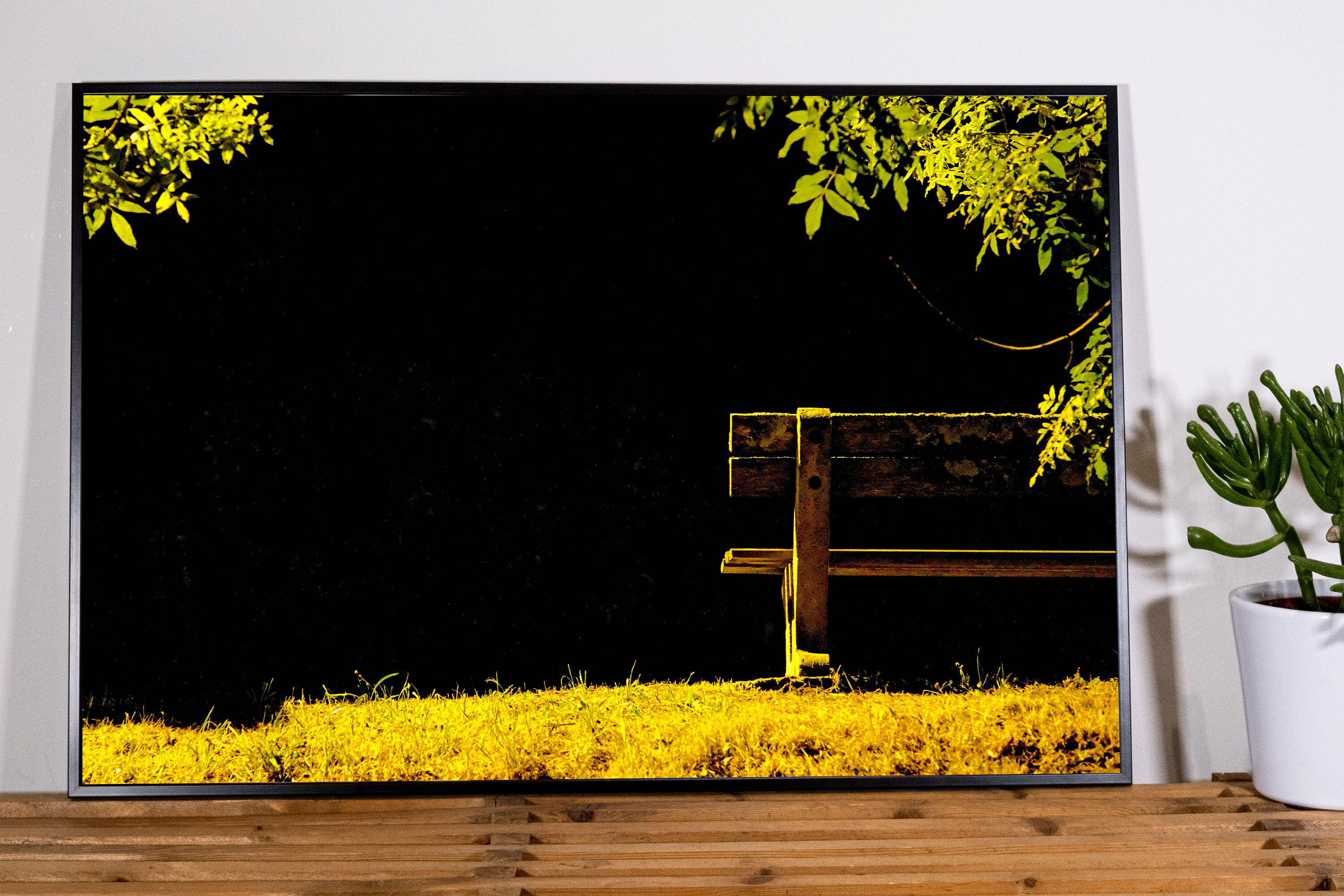 Le Banc - Photographie Pour Décoration Murale Cadre en Bois Noir Optionnel