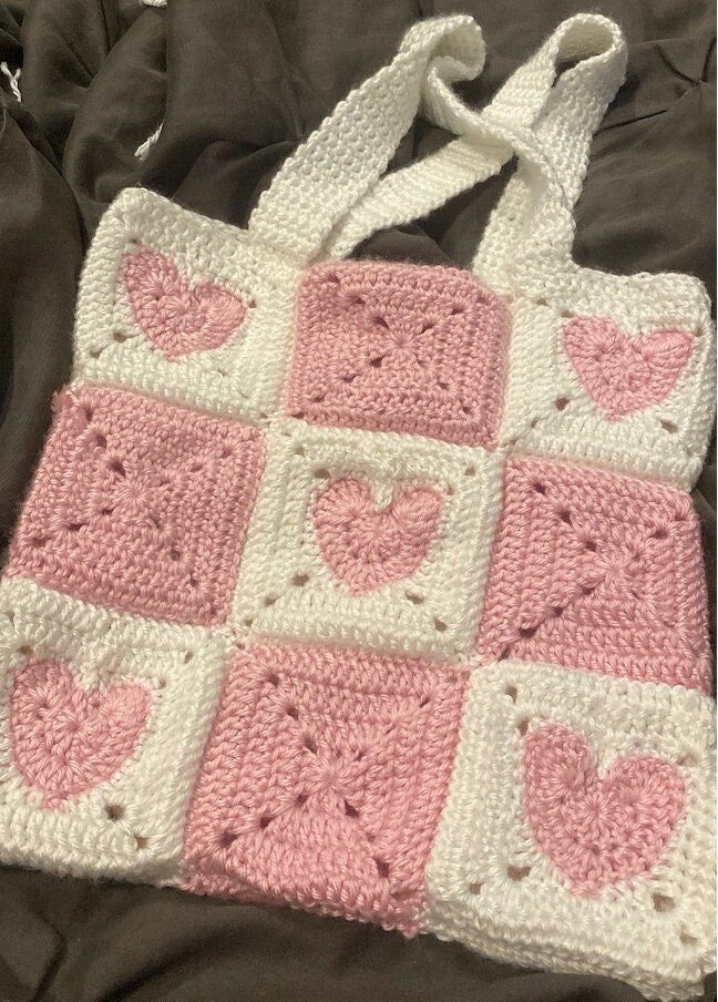 *currently not available* crocheted heart tote bag