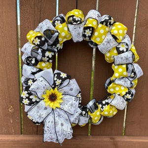Ribbon Wreath for front door,  Year round spring wreath, summer wreath, fall wreath,  home décor, welcome wreath, farmhouse wreath
