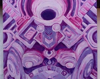Original Acrylic Painting on Cardboard: Abstract Purple Art (40 x 29.6cm)