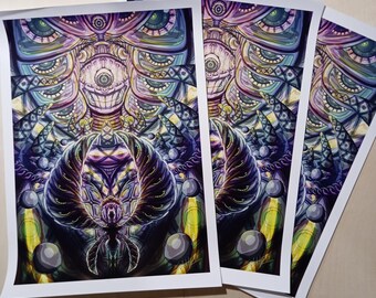Moth-formation Art Print, Psychedelic Moth Poster, A2 Wall Decor