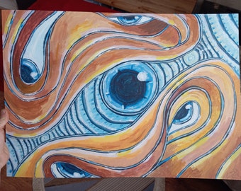 Colorful Acrylic Art on Cardboard: Abstract Painting for Modern Decor