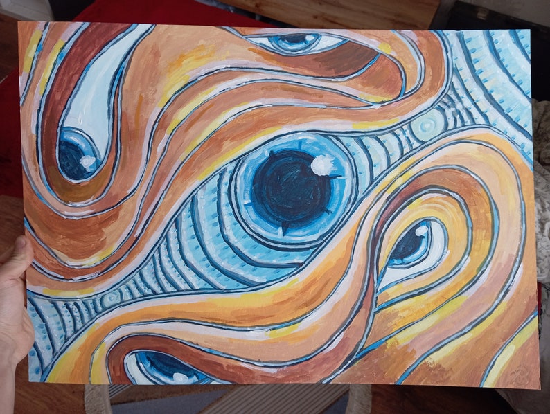 Colorful Acrylic Art on Cardboard: Abstract Painting for Modern Decor ...