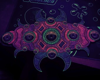Psychedelic UV Acrylic Painting on Plywood (41cm x 27.5cm)