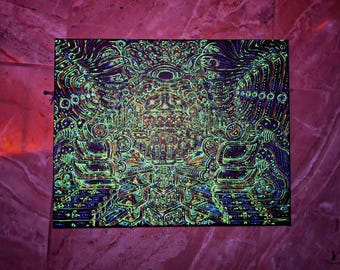 Psychedelic UV Art Painting: Visionary Fluorescent Canvas (40x50cm)