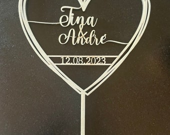 Personalized Caketopper Wedding Heart 1
