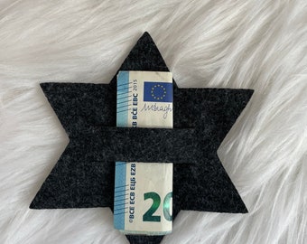 Money gift star also for lollies or chocolate bars personalizable