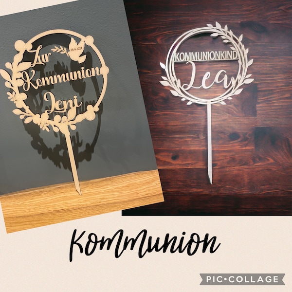 personalisierte Cake Topper/ Kommunion/ Tortenstecker/ Kuchenaufsatz/ Taufe