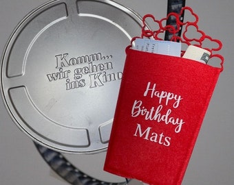 Popcorn cinema ticket/ Personalized cash gift/ Cinema invitation/ Birthday invitation