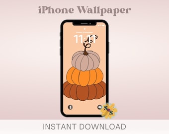 Pumpkin Wallpaper for Phone, Fall iPhone Wallpaper, Autumn Aesthetic iPhone Lock Screen, Digital Download