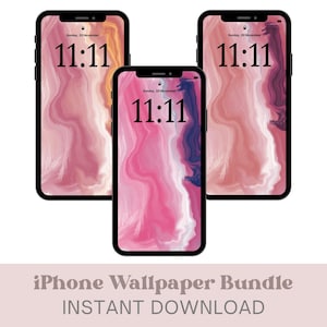 Abstrakt iPhone-bakgrundspaket, set med 3 estetiska telefonbakgrunder, iPhone-bakgrund, färgglad smartphone-bakgrund, digital nedladdning