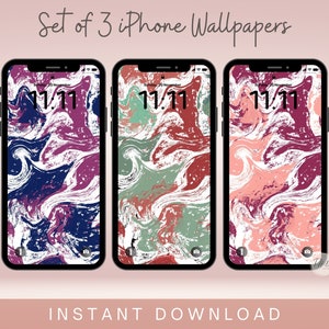 Abstract iPhone Wallpaper Bundle, Set of 3 Aesthetic Phone Wallpapers, iPhone Background, Colourful Smartphone Wallpaper, Digital Download