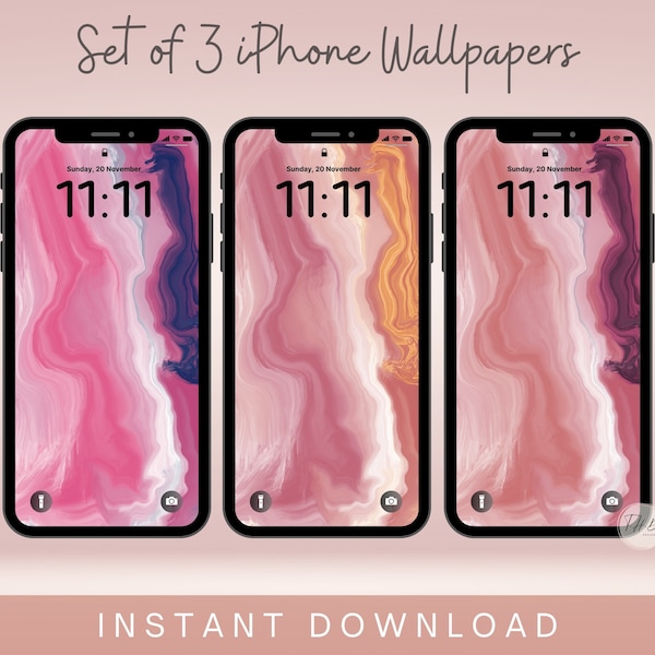 Abstract iPhone Wallpaper Bundle, Set of 3 Aesthetic Phone Wallpapers, iPhone Background, Colourful Smartphone Wallpaper, Digital Download