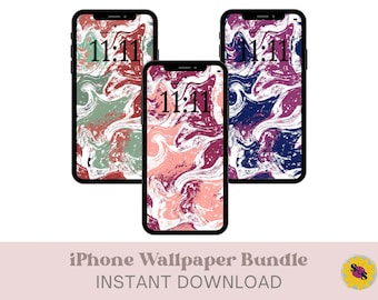 Abstract iPhone Wallpaper Bundle, Set of 3 Aesthetic Phone Wallpapers, iPhone Background, Colourful Smartphone Wallpaper, Digital Download