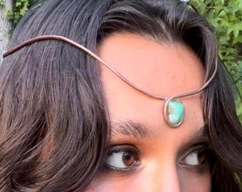 Smaragd Haarreif Tiara - Drittes Auge Schmuck - Elfen Krone Kopfschmuck
