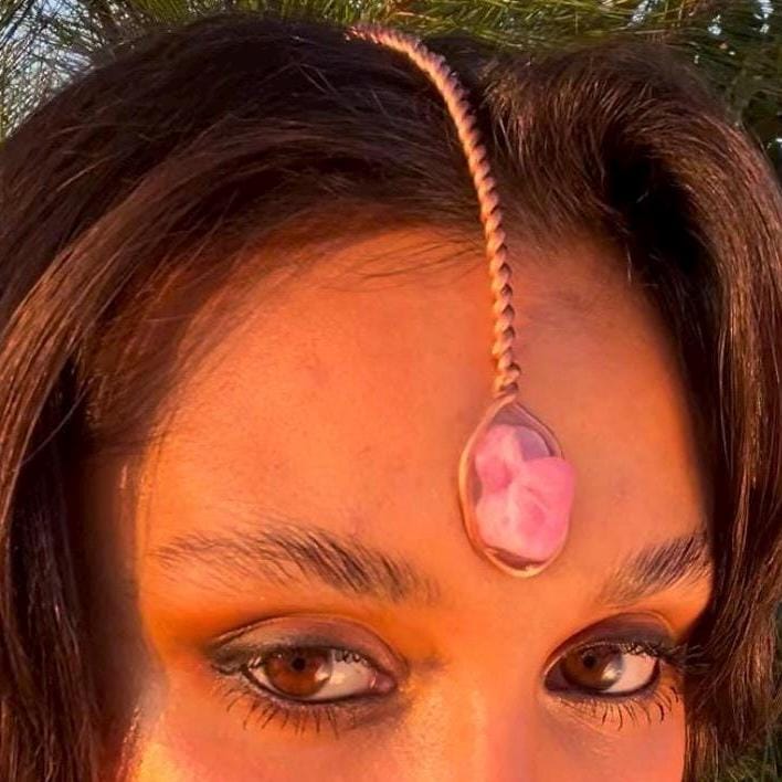 Rohe Makedonische Rubin Mittelteil Tiara - Ajna Drittes Auge Tikka Fee Kupferkrone Kopfschmuck - Balkan Rubin Göttin