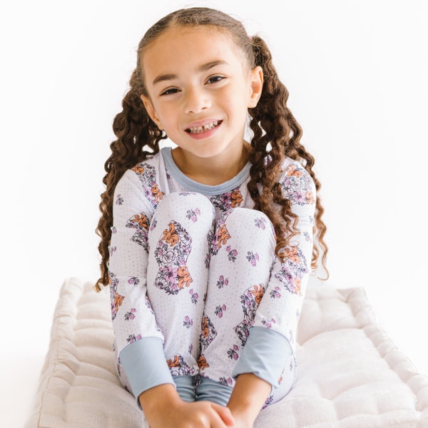 Floral Sandala 2-Piece Pajamas | Ramadan Pjs | Girl pajamas | Muslim kids Pajamas | Perfect Eid gift for Kids | Muslim Pajamas