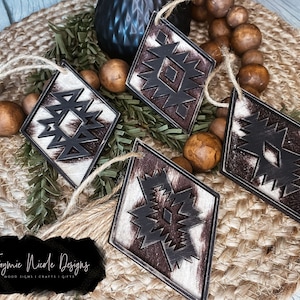 Cowhide Tribal Western Christmas Tree Ornaments