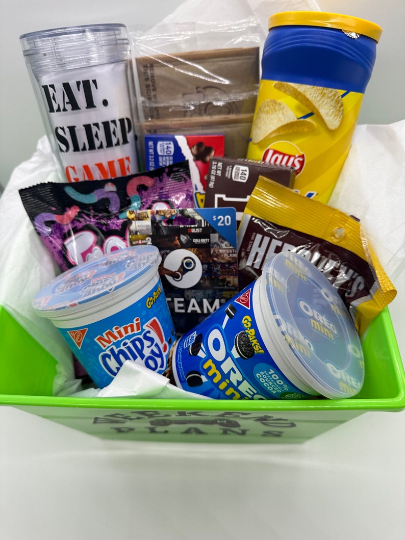 Personalized Gamer Gift Basket With Gift Card Insulated Etsy