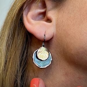 Handmade Black and Gold Round Crystal Earrings – Unique Gold-Plated Jewelry, Perfect Gift for Her