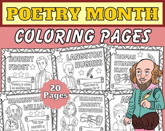 National Poetry Month Coloring Pages | Famous Poets Coloring Sheets | Educational Resources | April Activity For Kids