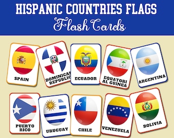 Hispanic Country Flags | National Hispanic Heritage Month Flashcards |Hispanic Countries Flash Cards |Latino Heritage Month | 21 Flags Cards