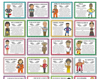 Hispanic Heritage Month Classroom Bulletin Board Set, 42 Iconic Figures,Hispanic Heroes Posters, Biography Bulletin Board,Classroom Display.