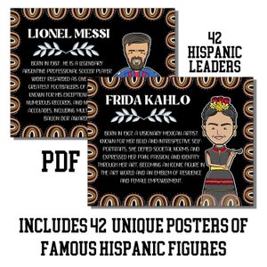Hispanic Heritage Month Classroom Bulletin Board Set, 42 Iconic Figures,Hispanic Heroes Posters, Biography Bulletin Board,Classroom Display.
