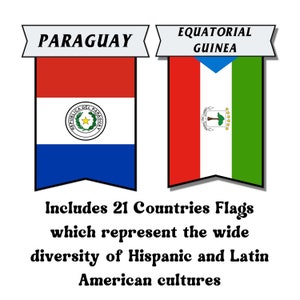 Hispanic Country Flags | Hispanic Heritage Month Flag Bunting | Spanish Speaking Countries Banners | Hispanic Decor | Classroom Decor