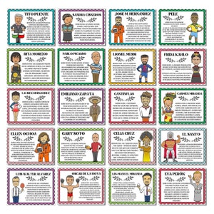Prikbordset voor Spaanse erfgoedmaand klas, 42 iconische figuren, posters Hispanic Heroes, bulletinboard biografie, display in de klas.