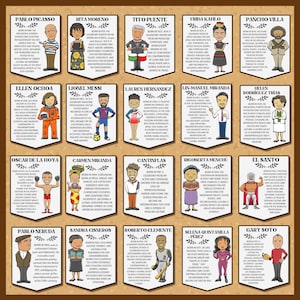 Berühmte Hispanic & Lateinische Führer Biographie Wimpel Poster-Hispanic Heritage Month Klassenzimmer Bulletin Board Set-42 Biographie Ikonen der Geschichte