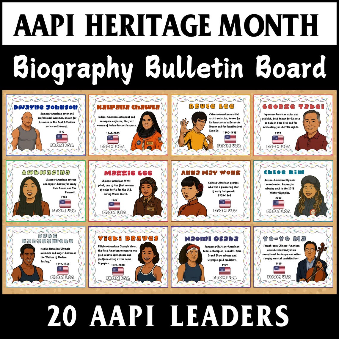 AAPI Heritage Month Biography Bulletin Board – Educational Posters ...