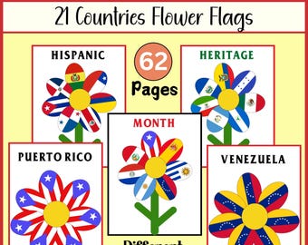 Hispanic Heritage Month Flag Flowers | Bulletin Board | Hispanic Country Flags | Hispanic Decor | Classroom Decor |Door Decor |Spanish Flags