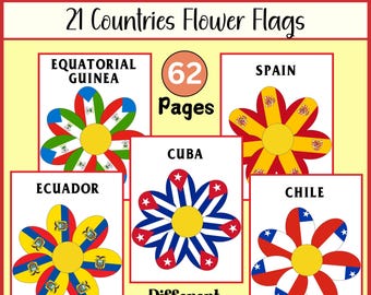 Hispanic Heritage Month Flag Flowers | Bulletin Board | Hispanic Country Flags | Hispanic Decor | Classroom Decor |Door Decor |Spanish Flags