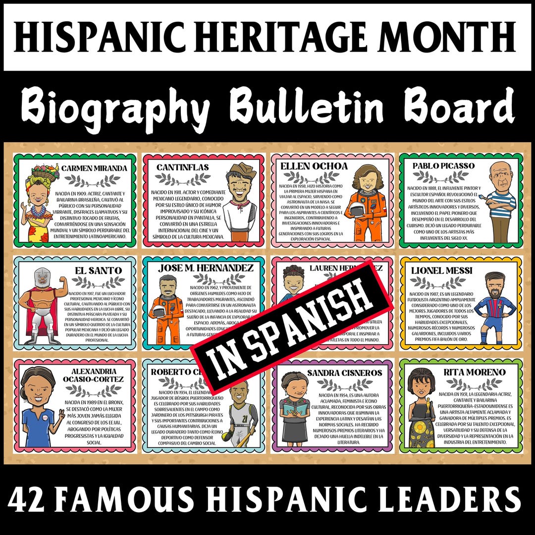 Hispanic Heritage Month Classroom Bulletin Board Set in Spanish,42 ...