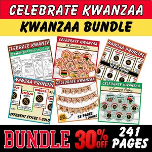 Kwanzaa Principles Activities & Bulletin Board Set BUNDLE-Posters,Coloring Pages,Banners, Kwanzaa Celebration, Kids Kwanzaa Classroom Party.
