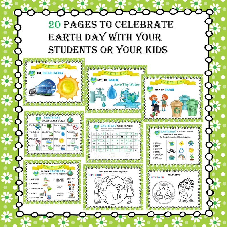 Earth Day Printable Bundle for Kids Worksheets With Fun Etsy