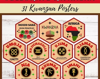 Kwanzaa Vocabulary Posters-Kwanzaa Principles Posters-The7 Principles of Kwanzaa Bulletin Board-December Classroom Decor-Educational Posters